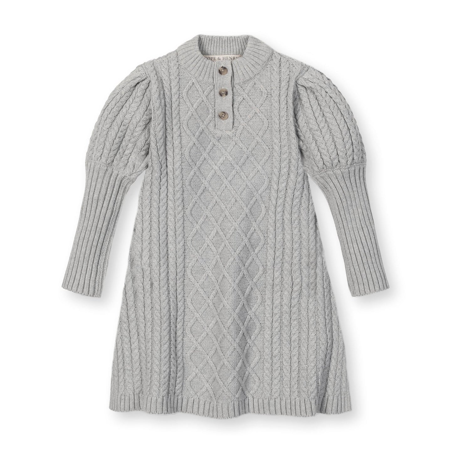 Girls Organic Mock Neck Button Placket Sweater Dress