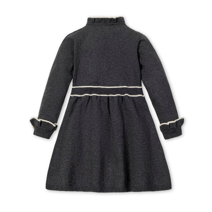 Organic Ruffle Trim Sweater Dress - Charcoal