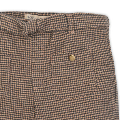 Girls Organic Wide Leg Dress Pant - Camel Houndstooth
