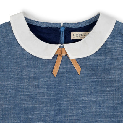 Girls Organic Chambray Empire Dress