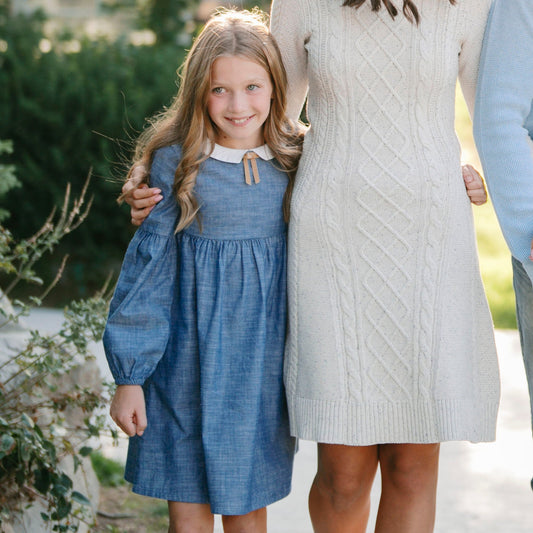 Girls Organic Chambray Empire Dress