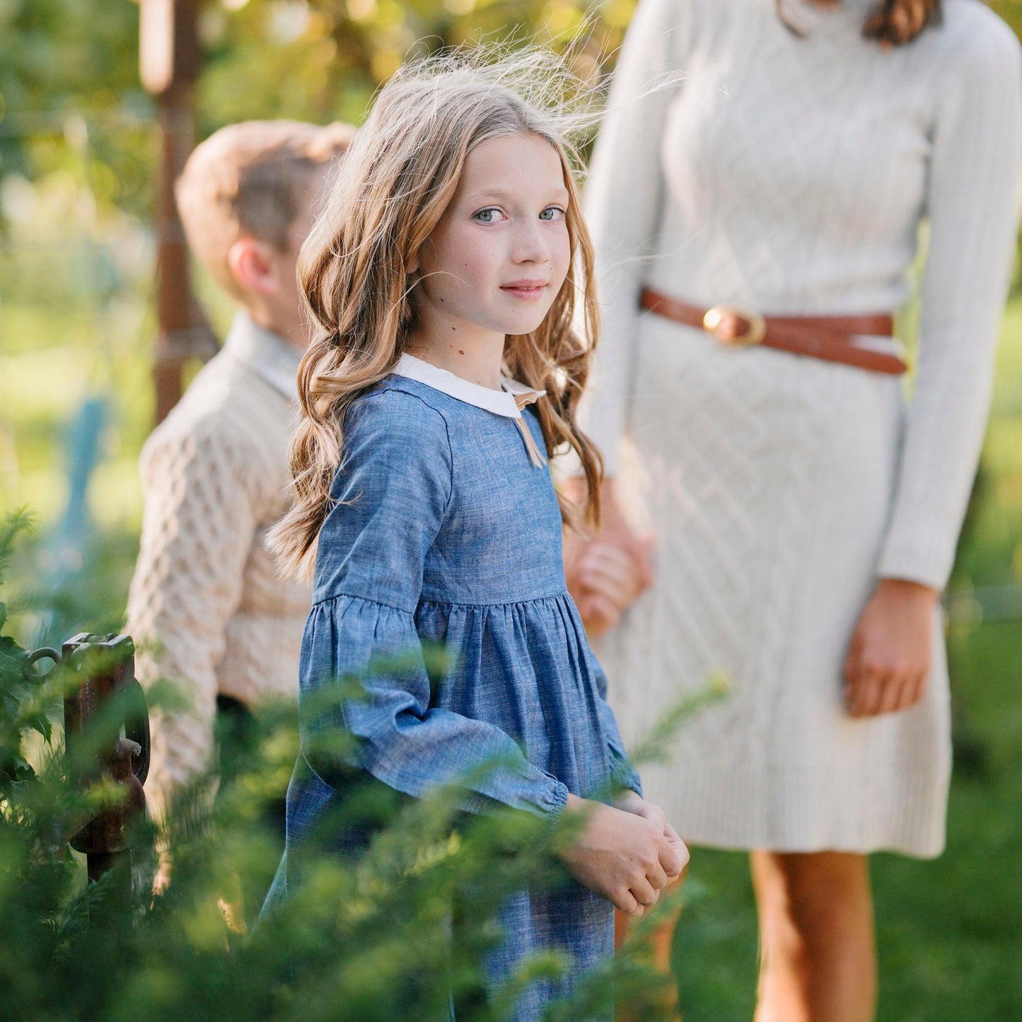 Girls Organic Chambray Empire Dress