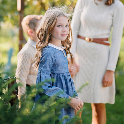 Girls Organic Chambray Empire Dress