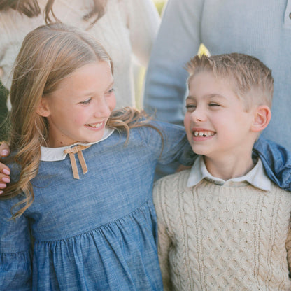 Girls Organic Chambray Empire Dress