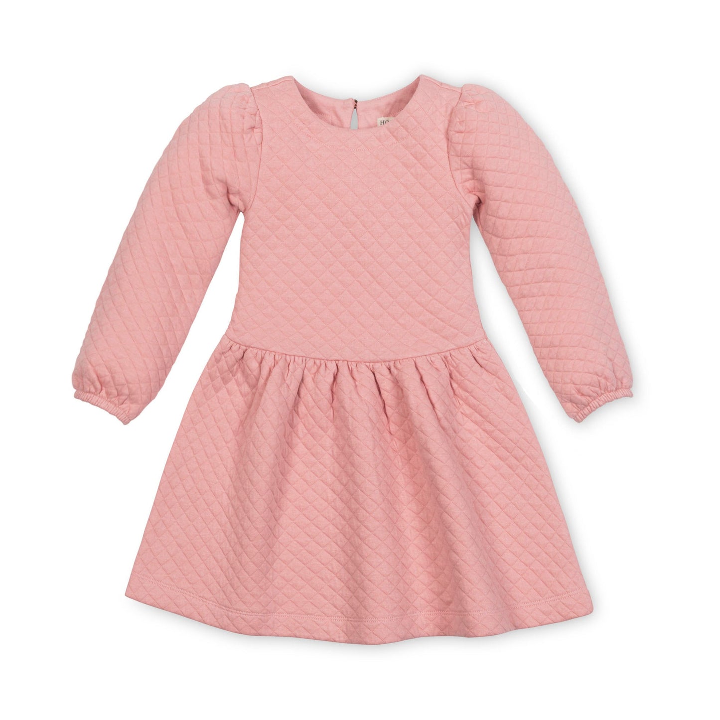 Girls Quilted Drop Waist Dress - Rose