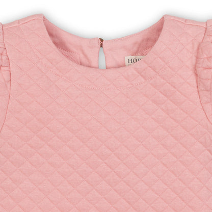 Girls Quilted Drop Waist Dress - Rose