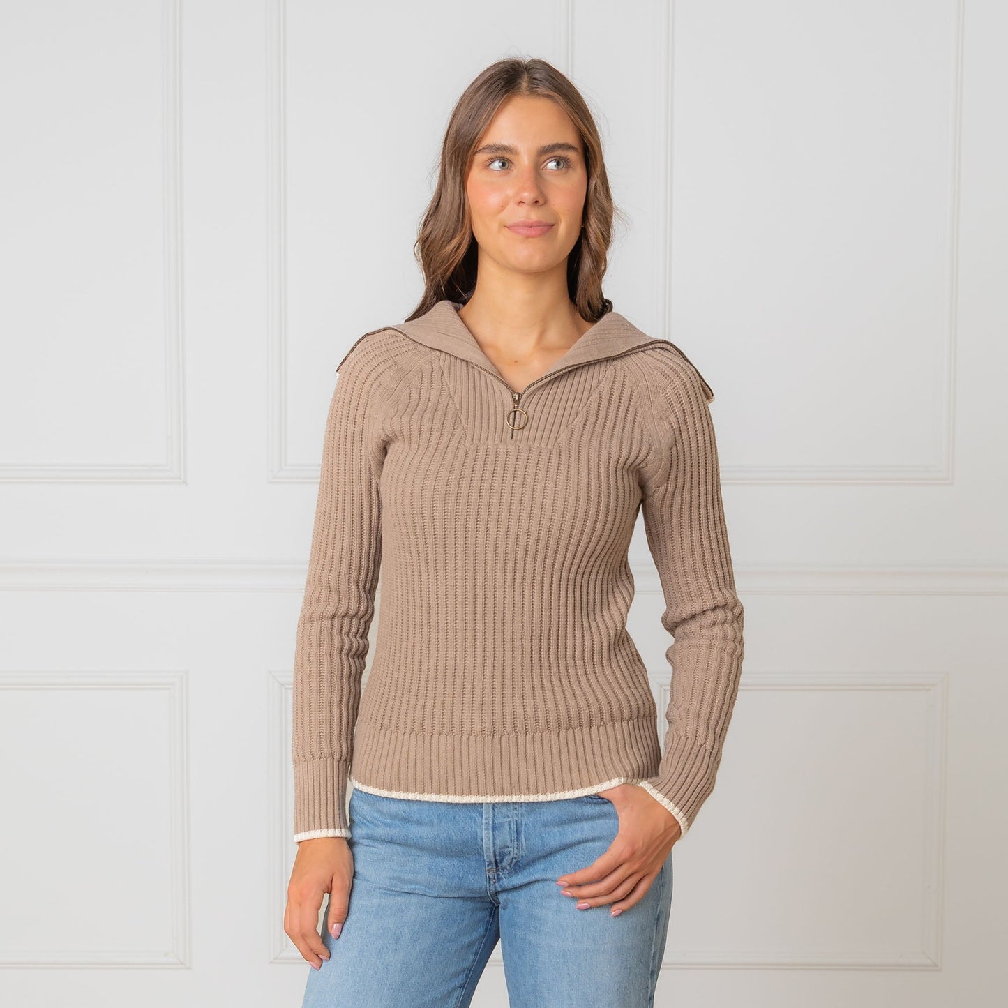 Women's Organic Raglan Half Zip Sweater