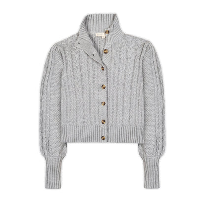 Women's Organic Mock Neck Cable Cardigan