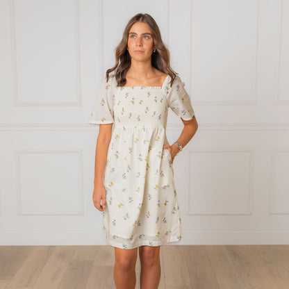 Women's Organic Bell Sleeve Smocked Dress