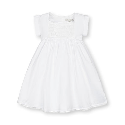 Organic Seersucker White Empire Waist Dress