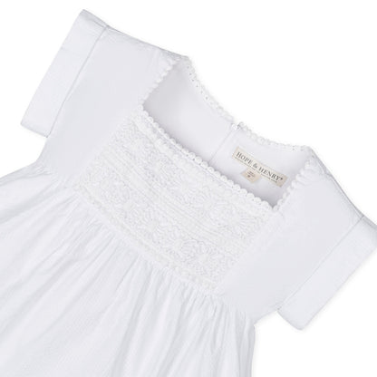 Organic Seersucker White Empire Waist Dress