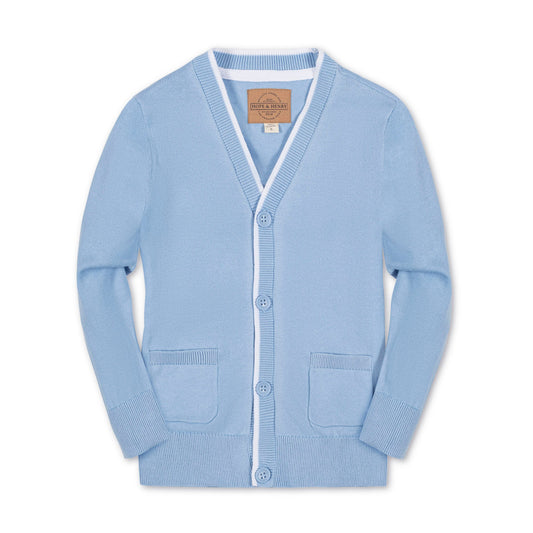 Baby Boy Organic Tipped Blue Cardigan