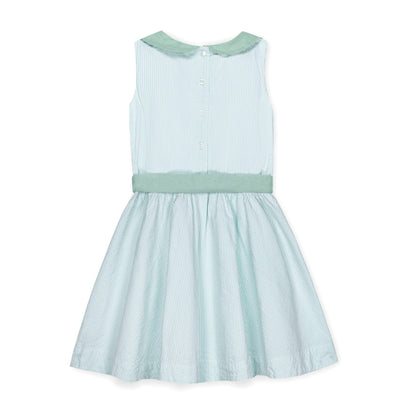 Organic Mint Seersucker Peter Pan Collar Dress