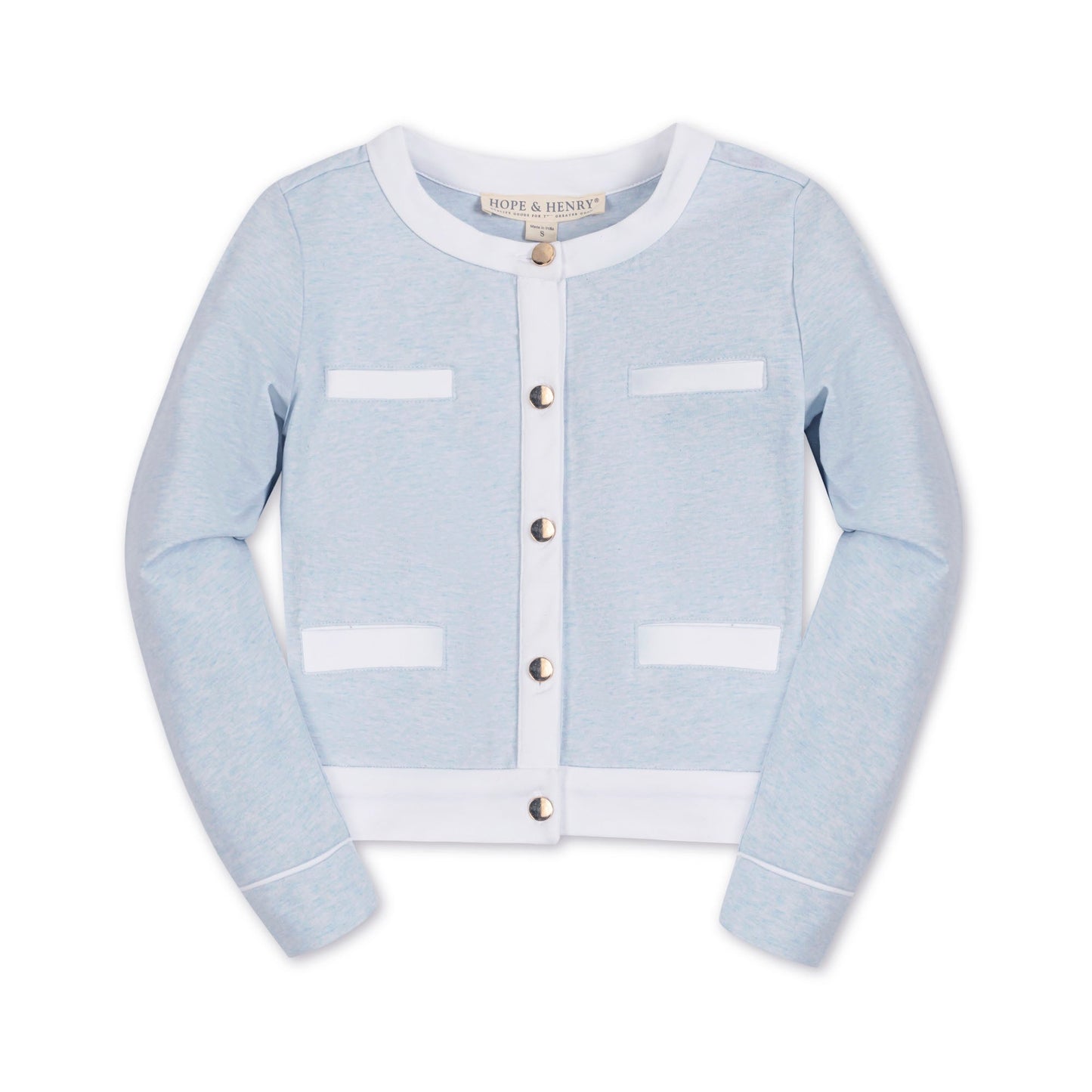 Girls Organic French Terry Contrast Trim Cardigan