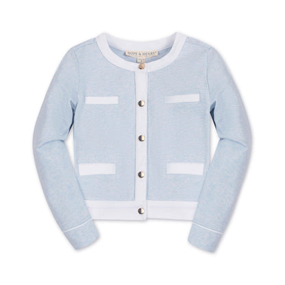Girls Organic French Terry Contrast Trim Cardigan