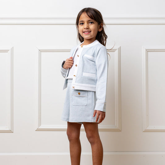 Girls Organic French Terry Contrast Trim Cardigan