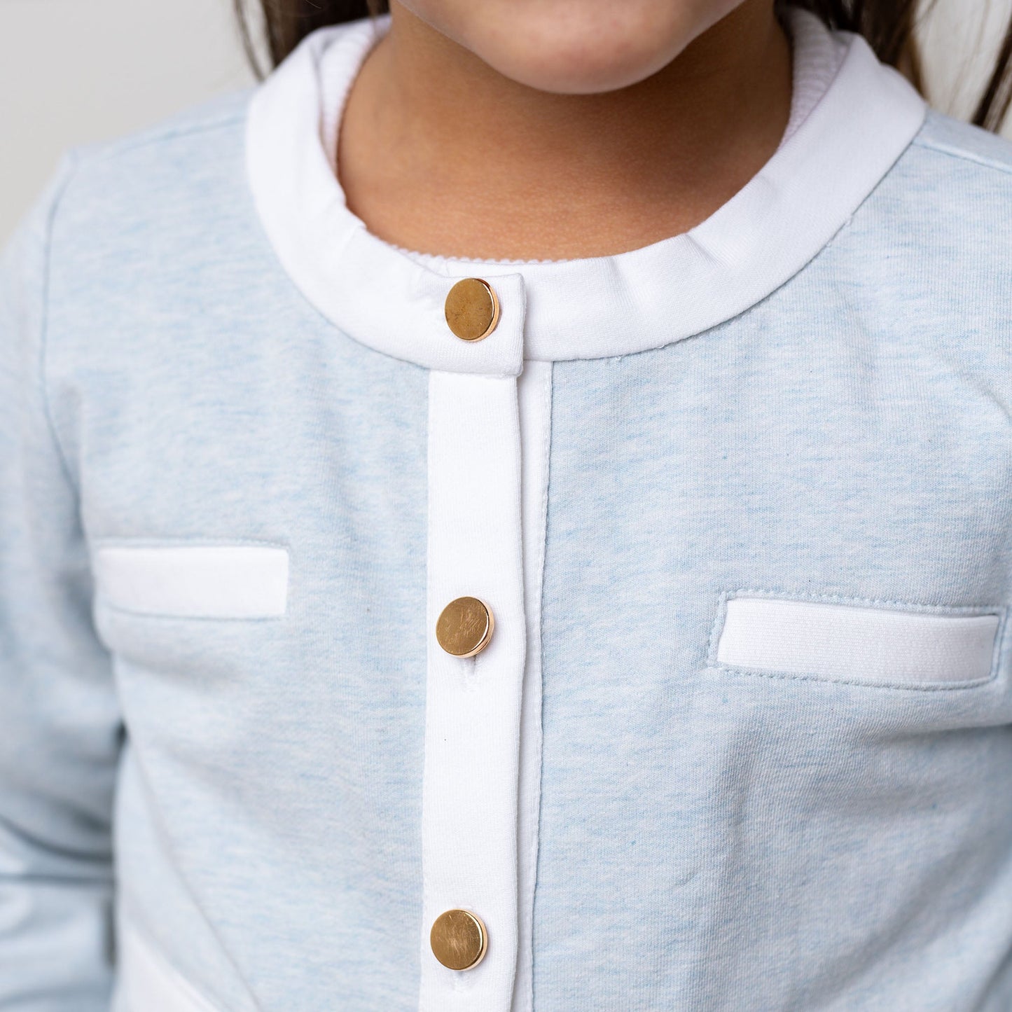 Girls Organic French Terry Contrast Trim Cardigan