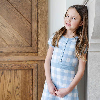 Girls Organic Button Front Sweater Dress