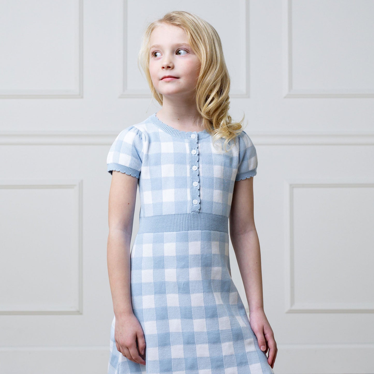 Girls Organic Button Front Sweater Dress