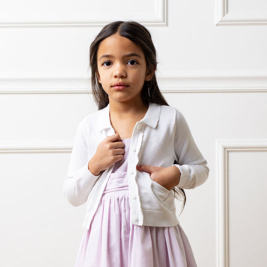 Organic Girls Scallop Edge Cardigan - White