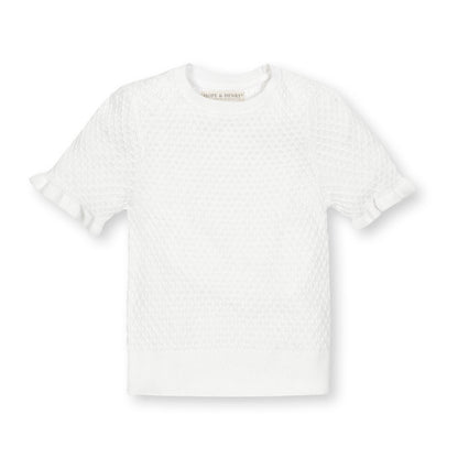 Girls Organic Ruffle Edge Sweater Top