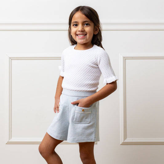 Girls Organic Ruffle Edge Sweater Top