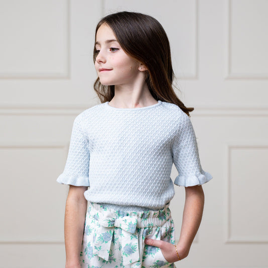 Girls Organic Ruffle Edge Sweater Top