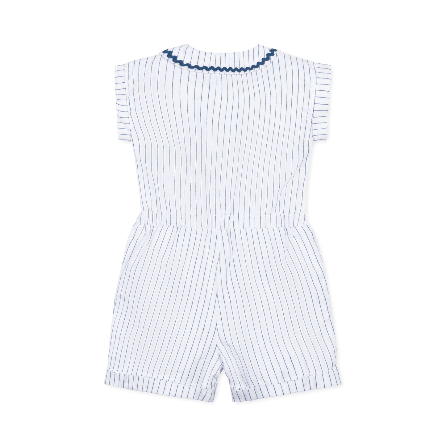 Girls Linen Collared Button Front Romper