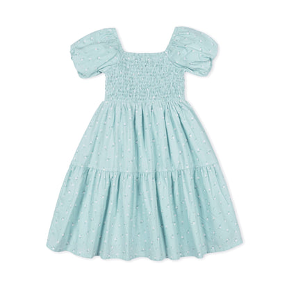 Girls Smocked Bubble Sleeve Dress
