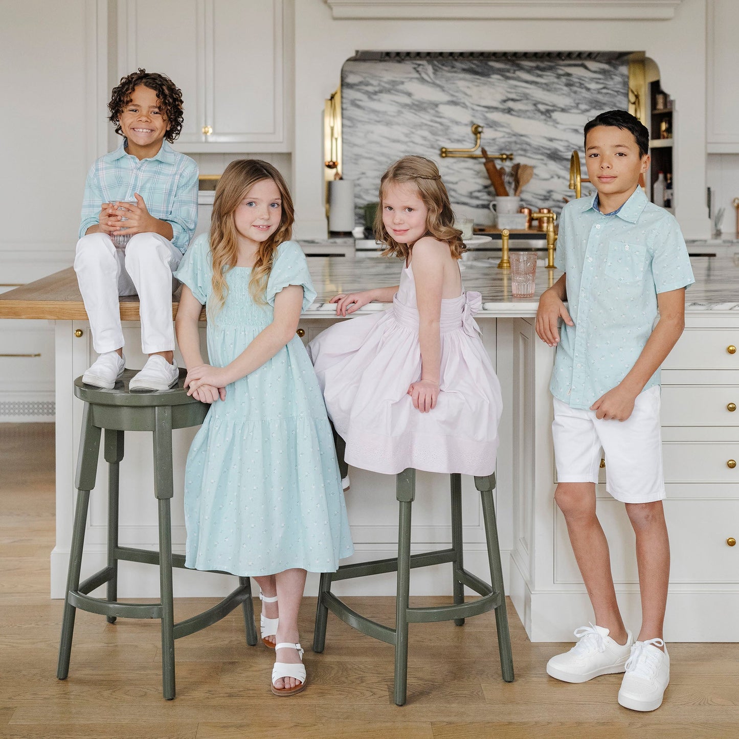 Girls Smocked Bubble Sleeve Dress