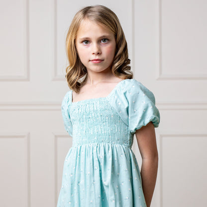 Girls Smocked Bubble Sleeve Dress