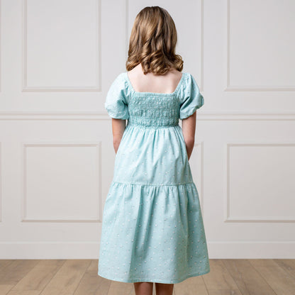 Girls Smocked Bubble Sleeve Dress