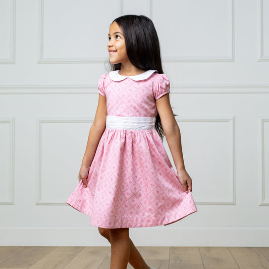 Girls Organic Sateen Peter Pan Collar Dress