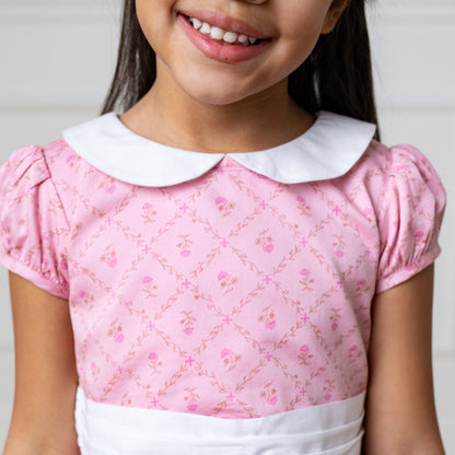 Girls Organic Sateen Peter Pan Collar Dress