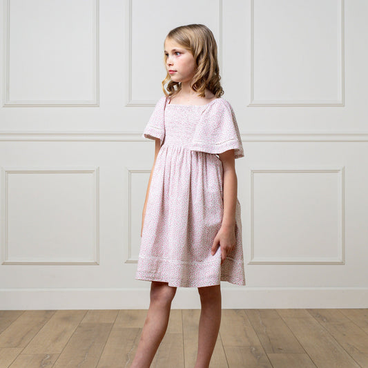 Girls Organic Smocked Bell Sleeve Dress