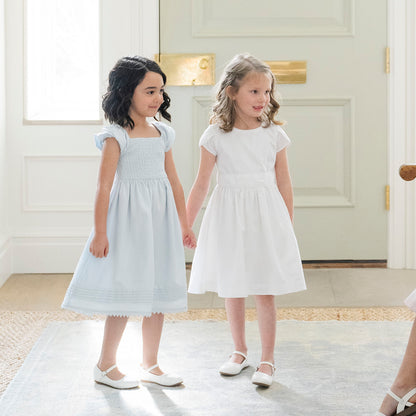 Girls Organic Tulip Sleeve Party Dress - White