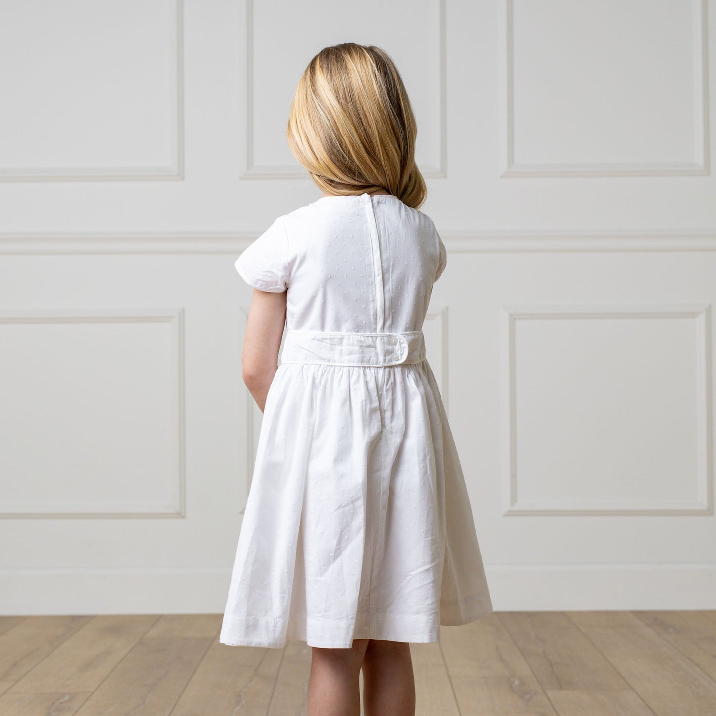 Girls Organic Tulip Sleeve Party Dress - White