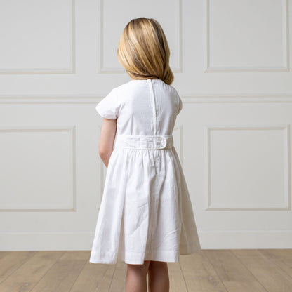 Girls Organic Tulip Sleeve Party Dress - White