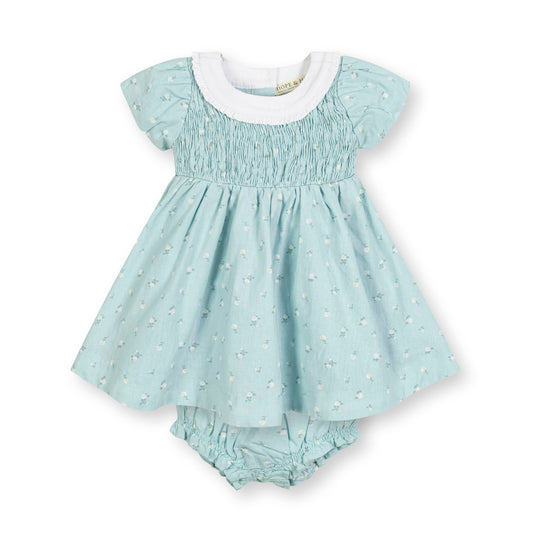 Baby Girl Linen Ruffle Collar Dress