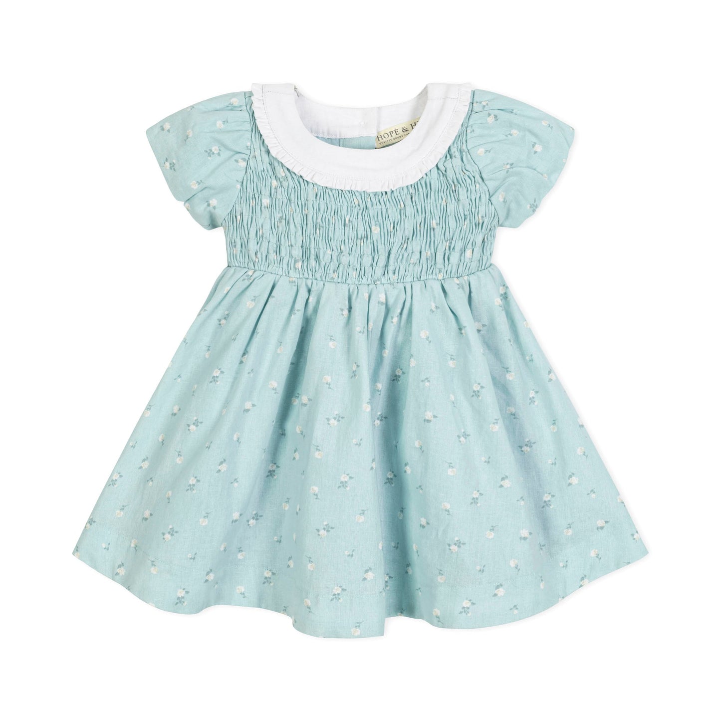 Baby Girl Linen Ruffle Collar Dress