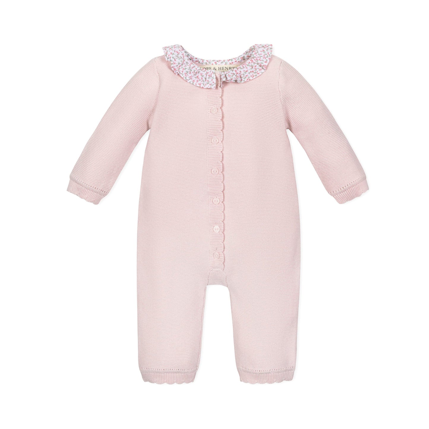 Baby Girl Organic Ruffle Collar Sweater Romper