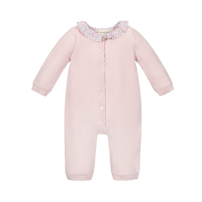 Baby Girl Organic Ruffle Collar Sweater Romper