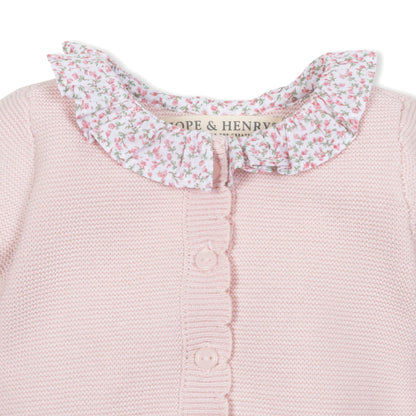 Baby Girl Organic Ruffle Collar Sweater Romper