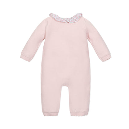 Baby Girl Organic Ruffle Collar Sweater Romper