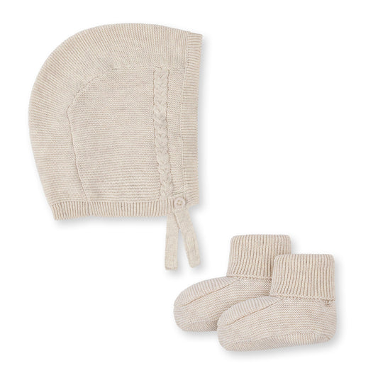 Organic Knit Baby Bonnet & Bootie Set