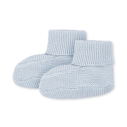 Organic Knit Baby Beanie & Bootie Set - Airy Blue