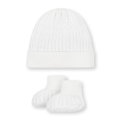 Organic Baby Sweater Beanie and Bootie Set