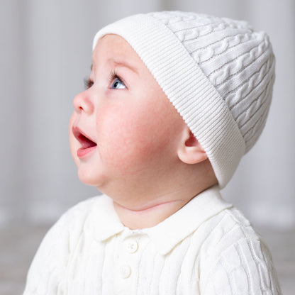 Organic Baby Sweater Beanie and Bootie Set
