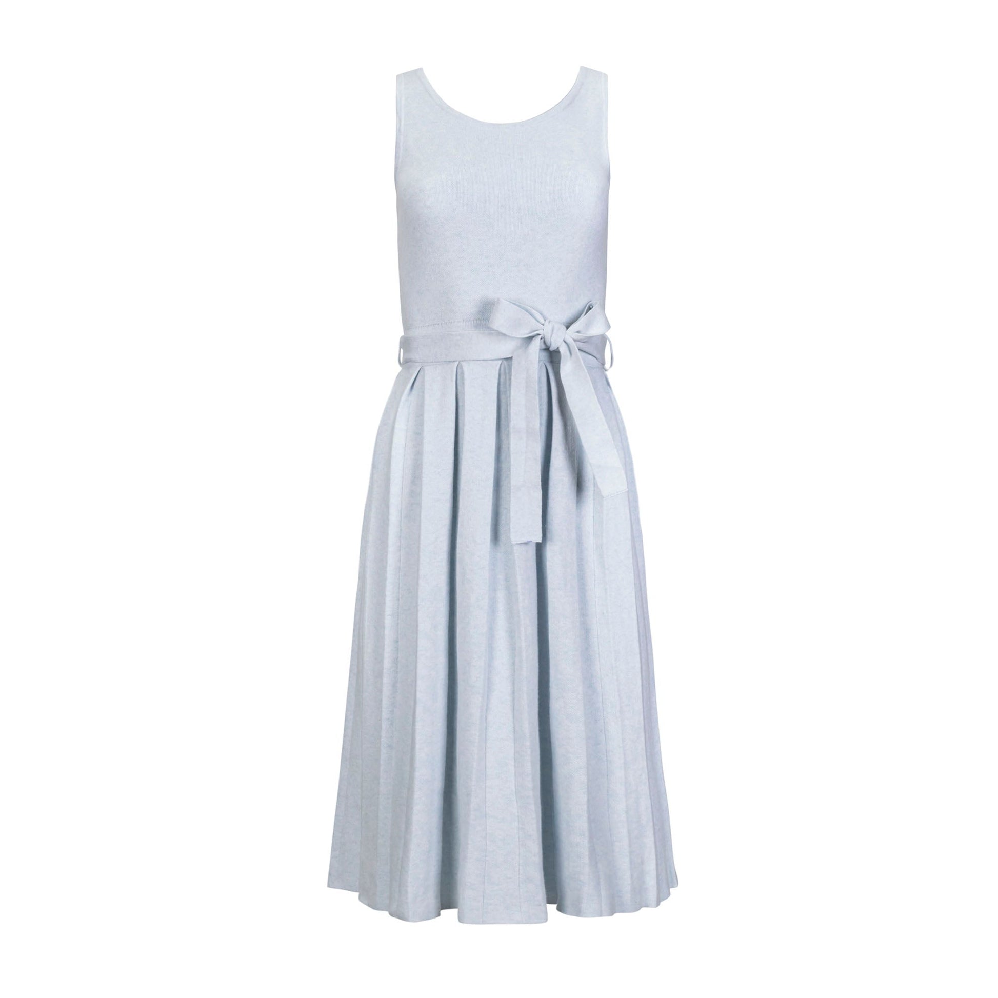 Hope & Henry Women's Organic Sleeveless Pleated Sweater Knit Midi Dress - Light Blue Heather Hope & Henry Women's Organic Sleeveless Pleated Sweater Knit Midi Dress - Light Blue Heather