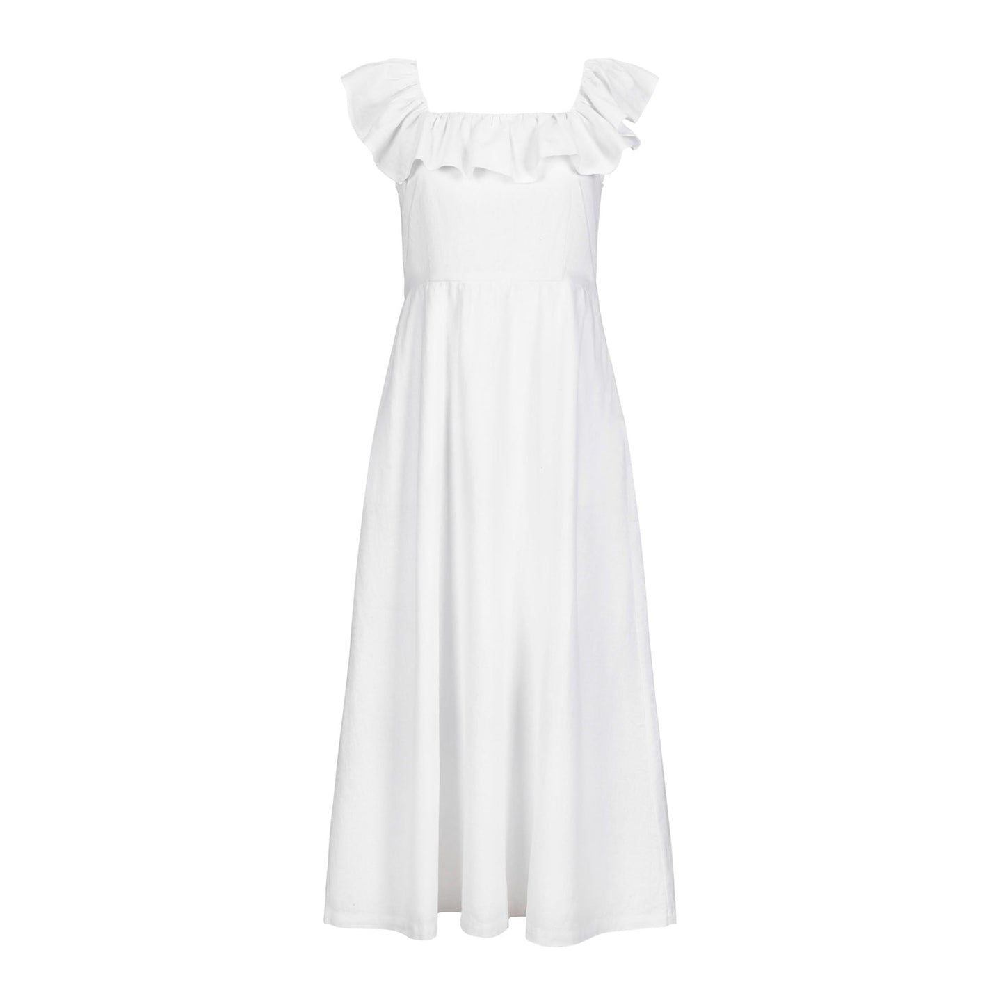 Women's Linen Ruffle Collar Dress